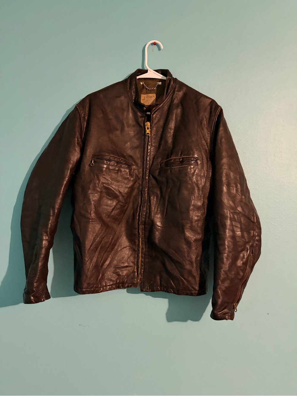 1960s Vintage Talon Zip Leather Cafe Racer Jacket